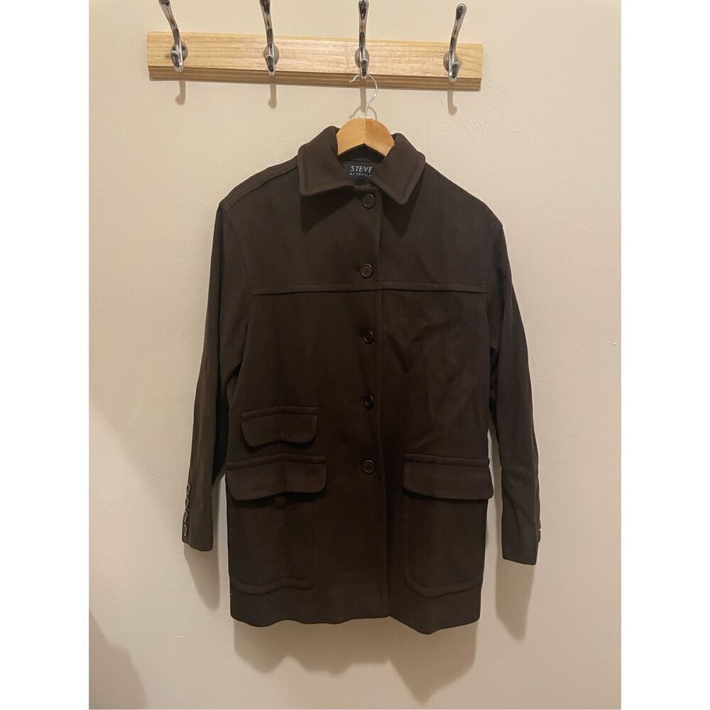 Vintage Steve by Searle brown wool collared winter womens jacket coat size 6